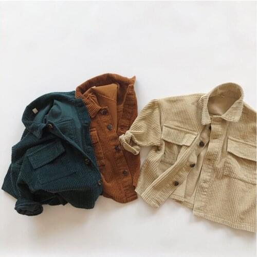 Kids' Overcoat 2021 Spring and Autumn New Korean Style Retro Style Fashionable Corduroy Cardigan Boys and Girls Coat
