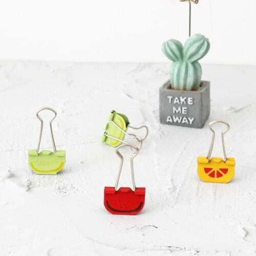 TUTU new style 6Pcs/Box Colorful fruit Binder Clips Paper Clip 25mm School Office Learning Supplies Color High Quality H0358