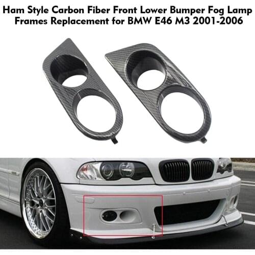 Ham Style Air Duct Fog Light Covers Carbon Fiber Front Lower Bumper Fog Lamp Frames car styling for BMW E46 M3 2001-2006