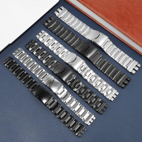 Special Interface Fine Steel Watchband Replace Swatch YAS109 YIS408 YGS749G Stainless Steel Watch Chain Black Silver