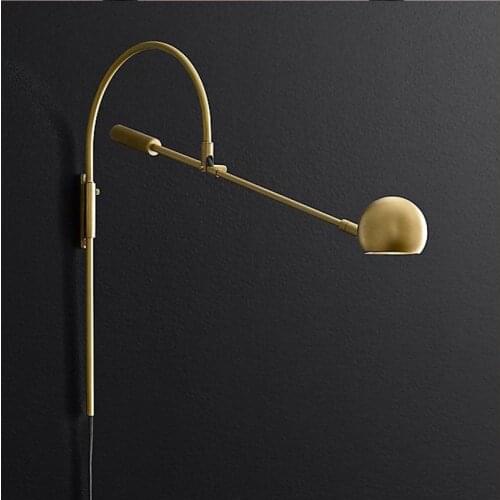 Retro wall lamp Rotatable G9 bedside wall lamp Living room Wall Sconce Bedside plug in wall sconce Gold/Black long arm wall lam