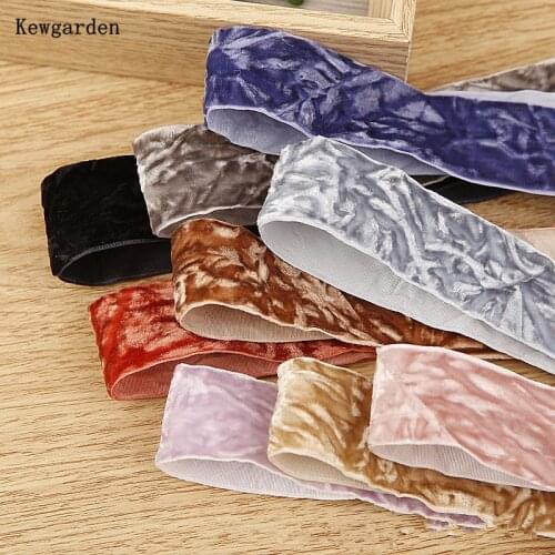 Kewgarden Flocking Velvet Ribbon 1" 25mm 1.5" 38mm 10mm DIY Hairbow Tie Accessories Handmade Tape Gift Packing Webbing 5 Yards