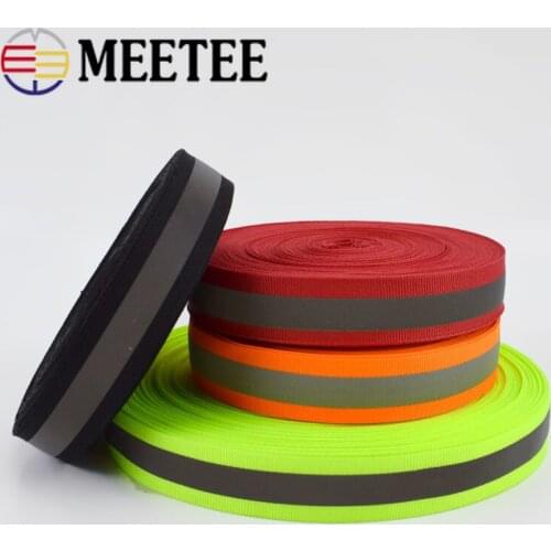 2.0*1.0cm 23Meter Polyester Reflective Webbing Ribbon Weaving Piping Taps Tape Traffic Warning with Reflective Film Webbings