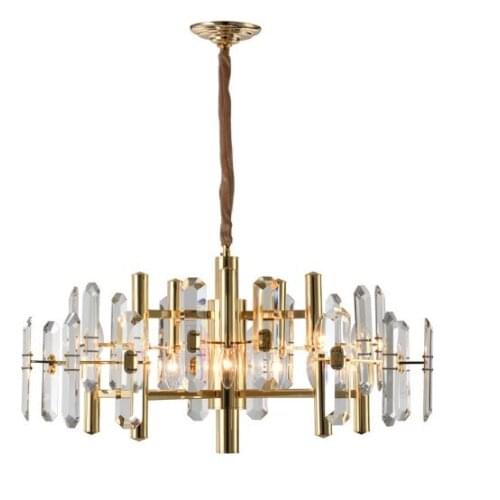 Villa high-end hotel post-modern copper crystal chandelier American restaurant lamp creative simple designer copper lamp