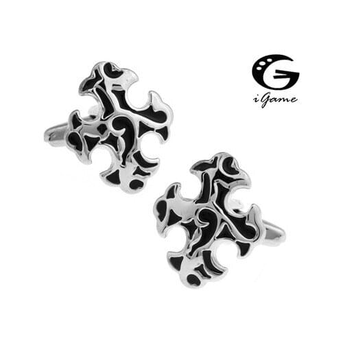 IGame Vintage Cuff Links Black Color Retro Cross Design Copper Material Free Shipping