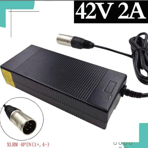 36V charger Output 42V 2A charger 4-Pin XLRM connector for 36V 10S electric bike lithium battery