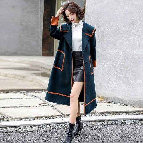 Women Winter Woolen Coat 2020 New Femme Noble Long Jacket Womes Trench Coat Fashion Plus Size Overcoat Female Wool Coats A370