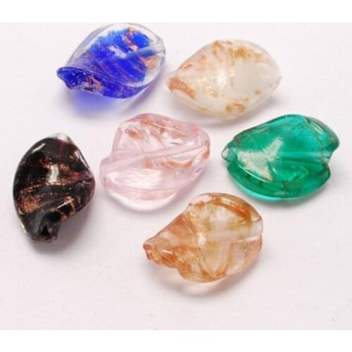 200pcs Mixed Handmade Gold Sand Lampwork Beads for jewelry DIY making Decorate ,Twist Shape,20x15x7mm, Hole: 2mm F50
