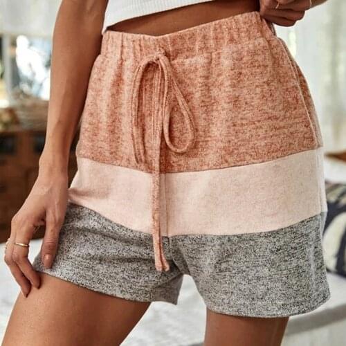 2021 Summer Women Shorts Casual Elastic High Waist Splicing Bandage Femme Ropa Mujer Loose Female Sports Beach Shorts#g3