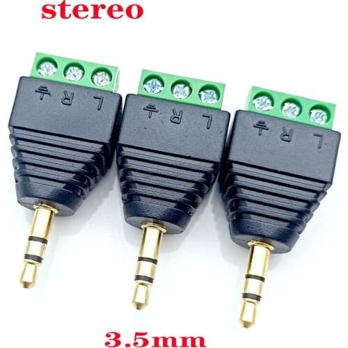 3pcs 3.5mm 1/8in 3-Pole Male Audio Jack Plug Stereo Headphone DIY Connectors for Tablets MP4 Mobile Phone Headsets High Quality