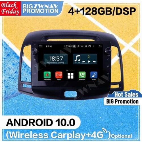 4+128G Carplay Android 10 Screen Player For Hyundai Elantra 2008 2009 2010 GPS Navigation Radio Audio Stereo Recoeder Head Unit