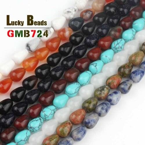 6*9mm Natural Agates Unakite Unakite White Howlite Beads Water Drop Beads For Jewelry Making DIY Ear Studs Bracelet Accessories