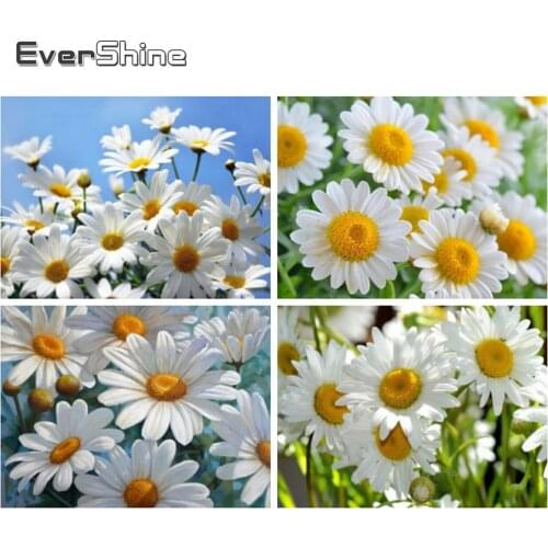 EverShine DIY Diamond Embroidery Flowers Cross Stitch Diamond Mosaic Daisy Picture Rhinestones Art Painting Home Decoration