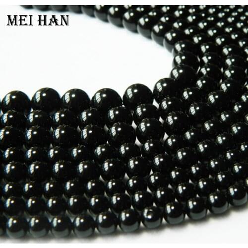Meihan Free shipping 6-12mm natural Morion black quartz smooth round loose beads for jewelry DIY making design bracelet