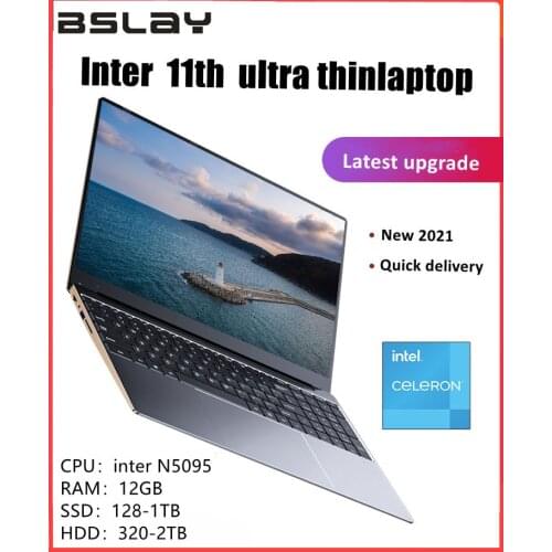 BSLAY U-BOOK 15.6 Inch 6/12GB DDR4 RAM 128G 256G 512 1TB SSD Windows 10 laptop Intel 11th N5095 Quad core Student Notebook