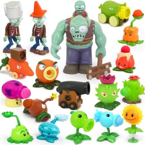 1pcs Plants vs Zombies Peashooter Gatling Pea shooter PVC Zombie Action Figure Model Toy dolls Shooting Toy Kids Gifts