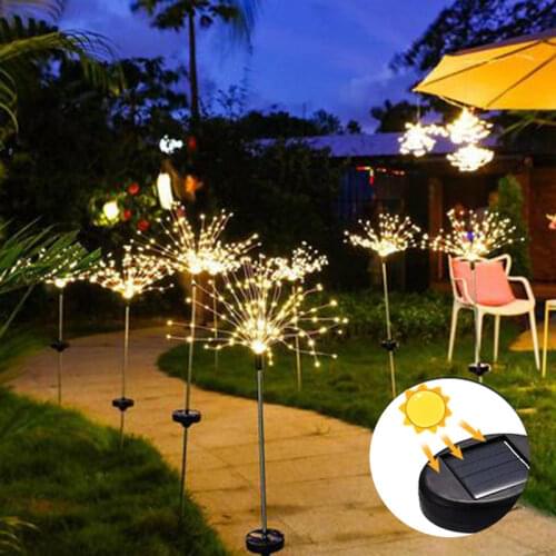 90/120/150LED Solar Light Outdoor Grass Globe Dandelion Waterproof Flash String Lights Lawn Firework Lamp Garden Christmas Decor