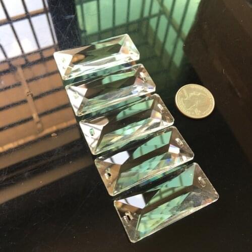 5Pcs Crystal Pendant 2in Glass Art Rectangular Prism Chandelier Lamp Part Replace DIY Faceted