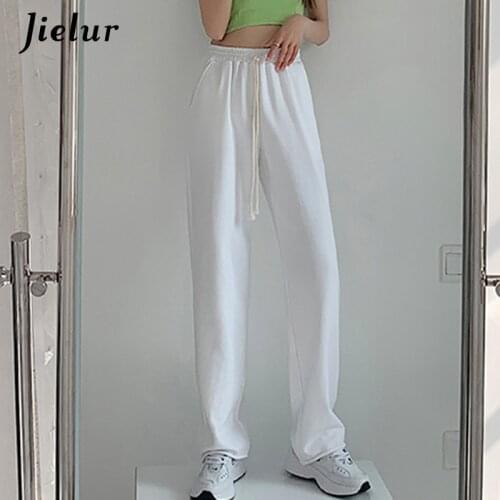 Jielur Solid 5 Color Herem Pants Women Fashion Young High Waist 2021 Summer Trousers Harajuku Drawstring Sweatpants Female S-XL
