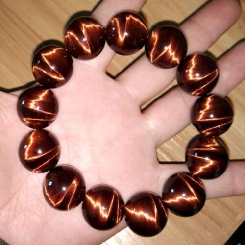 JNSILEO Real Natural Tigers Eye Bracelet Mens and Womens Bead Chain 8/10/12 /14/16/18mm Stone Couple Gifts