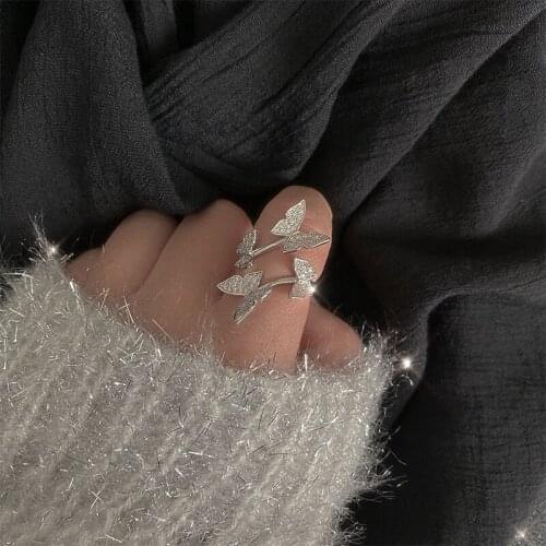 KOFSAC Romantic 925 Sterling Silver Ring For Women Open Size Exquisite Butterfly Rings Fashion Girl Jewelry Birthday Presents
