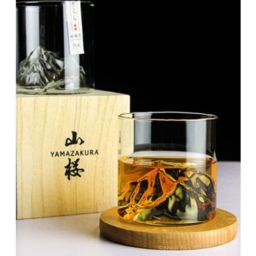 Creative Iceberg Design Whiskey Glass Bottom Raised Ice Mountain Rock Whisky Tumbler Gift Package Liquor Shot Glasses Wine Cup