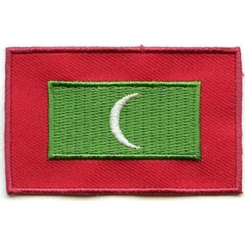 Maldives Custom Patches Embroidery Patch Personalized Fabric Labels for Clothing Made by Twill with Flat Broder Iron On Backing