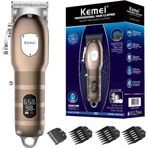 Original kemei metal housing barber electric hair clipper professional hair trimmer rechargeable lithium Ion hair cutter for men