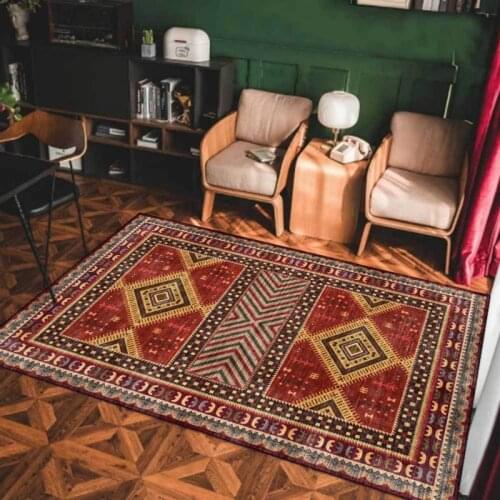 Fashion Persian European Geometric Ethnic Style Retro Red Living Room Bedroom Bedside Carpet Floor Mat Customization
