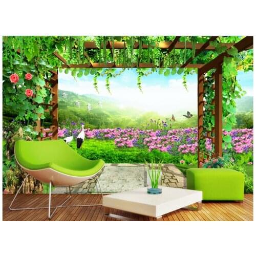 Custom photo Non-woven mural 3d wallpapers for living room Grape flower pastoral scenery painting 3d wall murals wallpaper