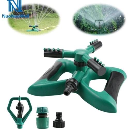 NuoNuoWell Sprinkler irrigation System 3 Ways Auto Rotating Nozzle Garden Flower Watering Tools ABS Quick Connect Double Use