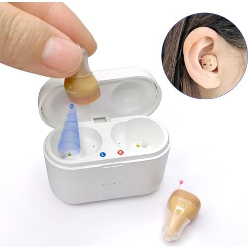 One Pair Invisible Hearing Aid USB Rechargeable Wireless Sound Amplifier Headsets For Seniors Adults Both Ear Aids Dropshipping