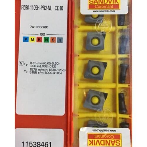 ORIGINAL 5PCS CARBIDE INSERT R590-1105H-PR2-NL CD10
