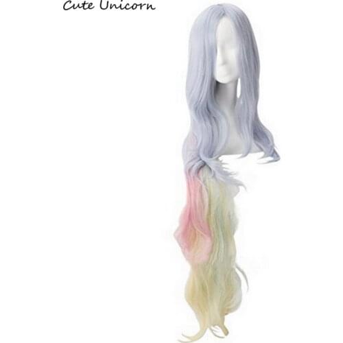 Anime NO GAME NO LIFE Shiro Cosplay Wigs 120cm Long Curly Wavy Heat Resistant Synthetic Hair Perucas Women Wig with Chip Ponytai