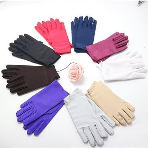 Spandex Summer Short Gloves Women Men Thin Stretch Sun Protection Full Finger Mitten Black Sexy Etiquette Driving Jewelry Gloves