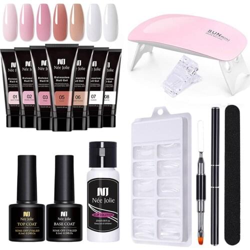 Poly Nail Gel Kit 15/30ml Quick Builder Set UV Polymer Nail Polish for Nail Extensions Acrylic Gel Polish Nail Art Tool with Box