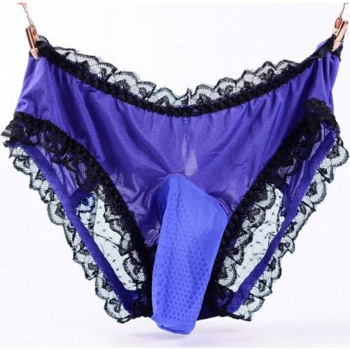 Hollow Out Massage Oil Glossy U Convex Pouch G-string COCK Ring Breathable Solid Underwear Lace Sheer Gay Wear Plus Size F12