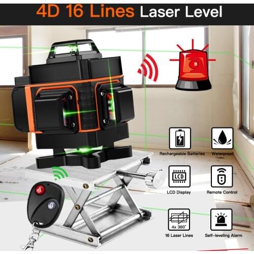 Professional 16 Line 4D laser level 360 Vertical And Horizontal Laser Level Self-leveling Cross Line 4D Laser Level with outdoor