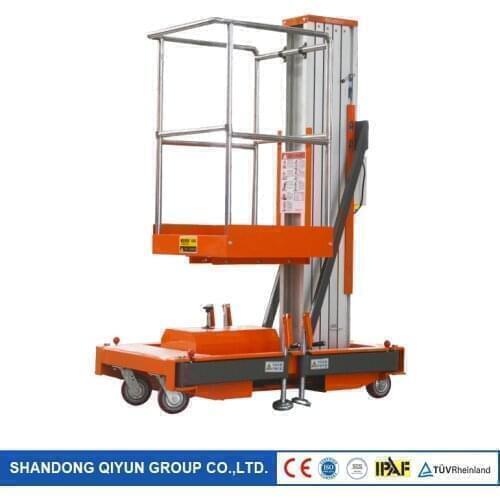 Qiyun CE ISO IPAF TUV F2B 4m DC 100kg 1.1kw Aluminum alloy lift table Mast Aerial Work Platform OEM ODM
