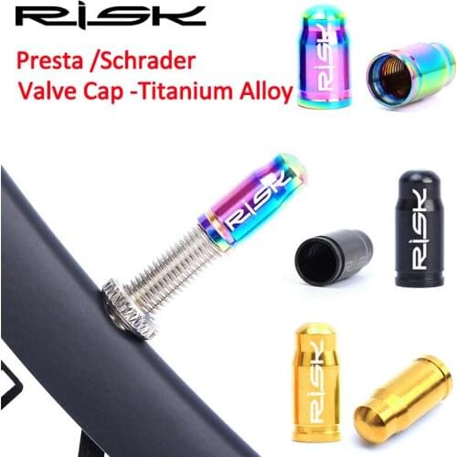 RISK Lightweight Bicycle Presta / Schrader Valve Cap Titanium Alloy MTB Road Bike Wheel Tire Covered Protector French Tyre Cover