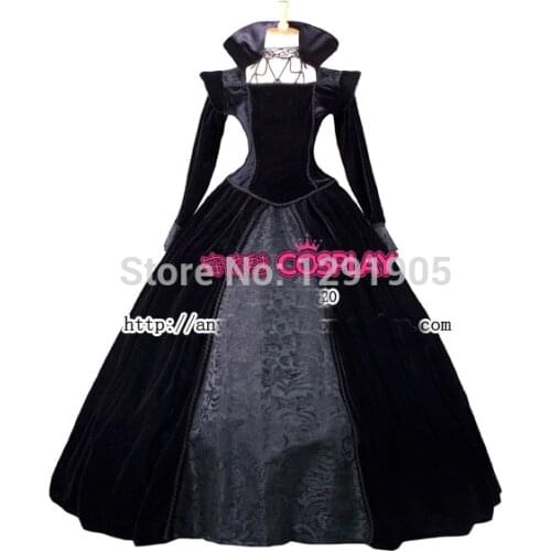 Luxury venice carnival gown black evil queen once upon a time Regina Medieval Renaissance Gown queen Dress Victorian Belle