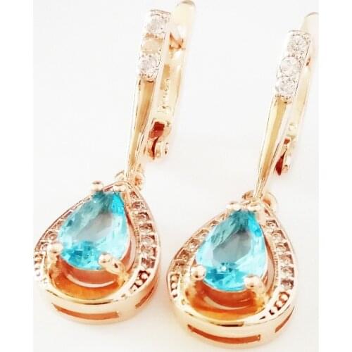Luxury Long Earrings Trendy 585 Gold Color Jewelry Office Lady Drop Earrings Designs for Gift