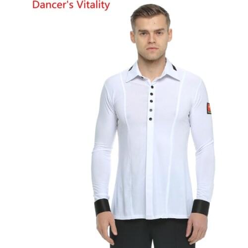 Long Sleeves Ballroom Dance Shirt Adult Man Waltz Ballroom Latin Dance Costume For Mans Dancing Practice/Performance Wear