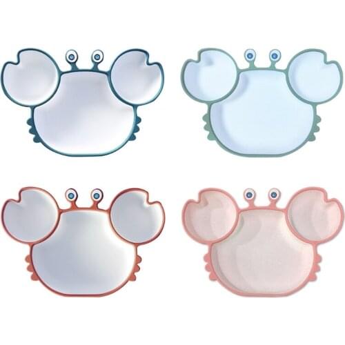 Cartoon Crab Baby Silicone Training Bowl Divided Sucker Non-slip Dinner Plate Dishes Infant Learning Feeding Tray