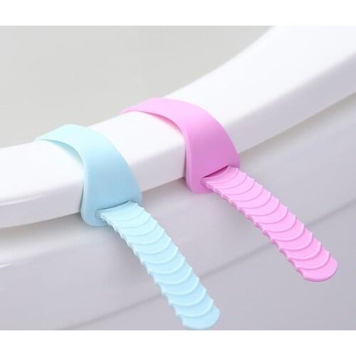 2Pcs Silicone Foldable Adjustable Sanitary Potty Toilet Lifter Band Cover Belt Mention Toilet Seat Lifters Closestool Handle