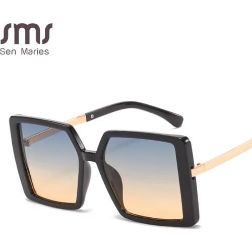 One Piece Sqaue Sunglasses Women Men 2021 Big Frames Eyeglasses Luxury Brand Designer Glasses Men Retro Vintage Eyewear UV400