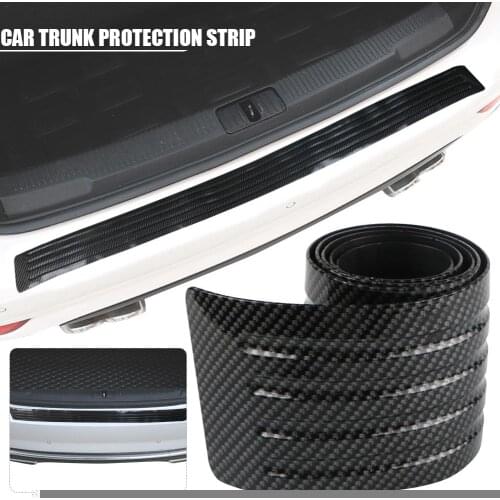 Universal Carbon Fiber Car Trunk Door Guard Strips Sill Plate Protector Rear Bumper Guard Rubber Mouldings Pad Trim Cover Strip