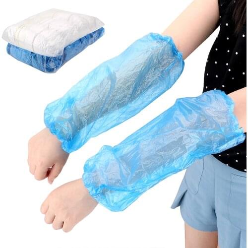 Waterproof and Oil-proof Disposable Arm Sleeves 100 Pcs/ pack Long Sleeve Household Cleaning Supplies With Elastic Bands