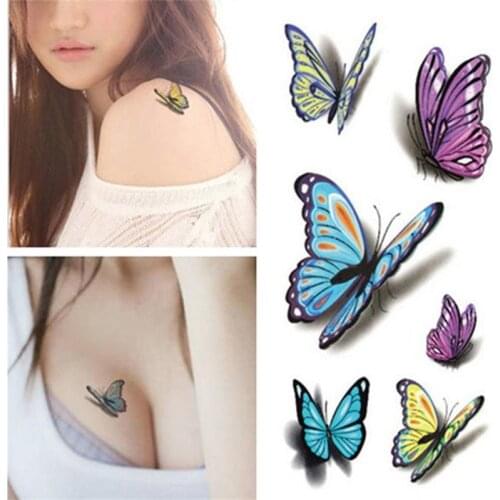 Harajuku waterproof butterfly design temporary tattoos paper for lady and women 3d sexy colours tattoo sticker