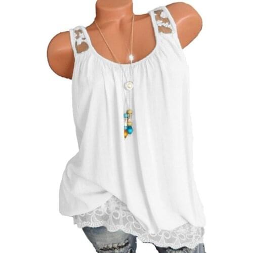 5XL Top women Summer Sexy Lace Vest Sleeveless Casual Tank Blusas Top Mesh Patchwork Loose T Shirt Camisole 2019 Plus Size